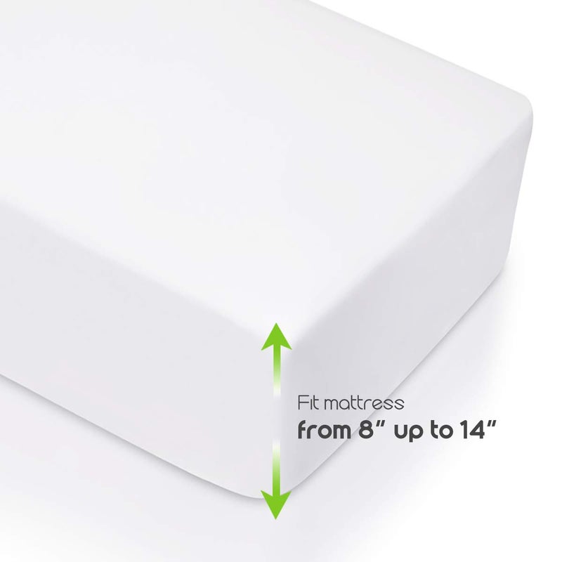 COSMOPLUS Fitted Sheet- COSMOPLUS Full Fitted Sheet Onlyï¼ˆNo Flat Sheet or Pillow Shamsï¼‰,4 Way Stretch Micro-Knit,Snug Fit,Wrinkle Free,for Standard Mattress and Air Bed Mattress from 8â€ Up to 14â€,White - Image 4